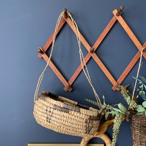 Boho wicker hanging basket